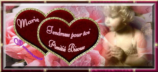 Petite fille adorable;lisant dirai on;bellesfleurs roses;beaux cheveux blonds;2beauxCoeur:Ctte ptite fille ns envoie:TendressePrToi Amitié BisouAdressé à Marie-mais je pense à chacun de Nous-Belle ima