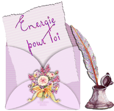 Lettre papierblanc rose clair mauve, dns jolie enveloppe:lettre message qui te dit : Energie Pour Toi; qui te donne le courage la force l'Energie, et dire que tu n'es ps tte seule, que quelq