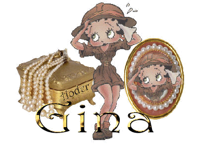 Jolie image de Betty Boop tout en beauté ; bijoux,habillée look se regardant le miroir;et ses colliers de culture de perle ; plein d'étoiles brillent sr la table le collier / sur l'image /  