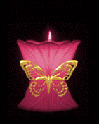 Jolie Bougie Rose;Papillonjaune;flamme brille bouge; tout ca pr passer BONNE NUIT  ET  DOUX  REVES ; c'st ce que JE VS SOUHAITE -  A  BIENTOT  -  Amitiés    M a r i e - A n d r é e    PAIX LUMI
