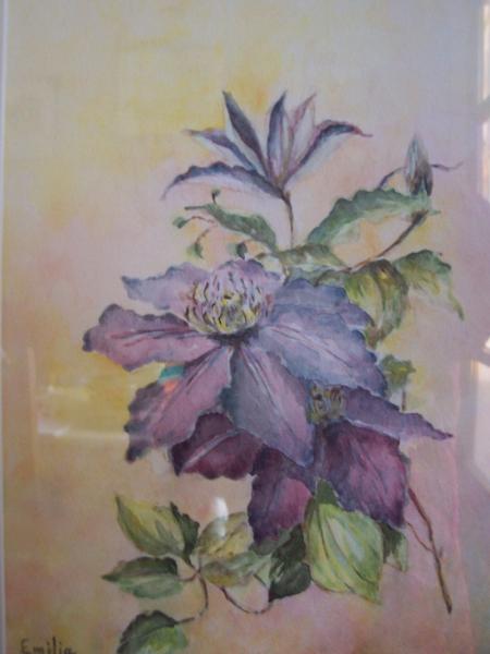  fleur superbe, belles pétales mauves roses,belle verdure; sous fond vert jaune brun ; ce qui fait penser à UNE BELLE PEINTURE ;  et  de peindre: imagination, REVER ; ctte fleur quand je la regarde el