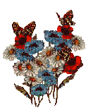 Joli bouquet coloré ; avc papillons qui volent qui volent !  j'aime beaucoup ctte petite image, elle me remonte le moral m'amène la joie la lumière la paix en moi et extérieurement; la beaut