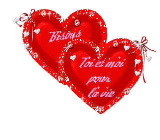 Jolis coeurs rouges étoiles coeurs blancs ça brille; écrit:Bisous / toi et moi pour la vie  rose clair:  avc ptit noeud ; Image SUPERBE Coloré et scintillante qui reflète l'Amour l'espoir ; 