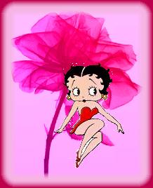 Sous forme de Tableau fond rouge rose : Betty BOOP : superbe  jolie;  belle fleur ;  ctte image m'a plu  vraiment !!   marie - andrée    A  B IENTOT  