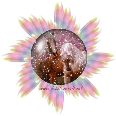 Superbe  Globe Chevaux  ;  on dirait  qu'il neige ;  autour d'une fleur  ou  des  plumes de  couleur