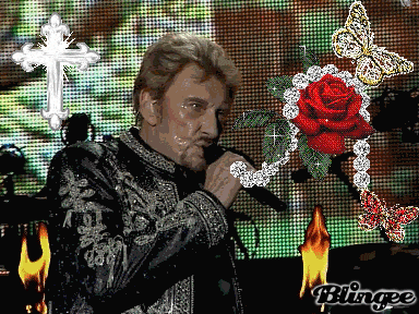 Johnny : oui célèbre Johnny hallyday dns ctte belle photo flashe et brille roses étoilesSuperbe!