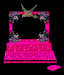 un bel écran et clavier ordi souris:rose tout brille!ffleurs!!!
