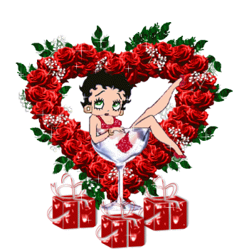 Belle Betty Boops cool, dns  sn beau Coeur de Roses Rouges et SesCadeaux