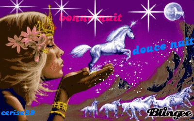 Jolie femme vient ns Souhaiter Douce Nuit avc cette image Superbe colorée brille tendresse joie rêveDoux rêves pr se Ressourcer!
