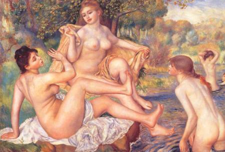 Peinture anciennes femmes se baignant dans toute leur féminité,n'on point complexes!