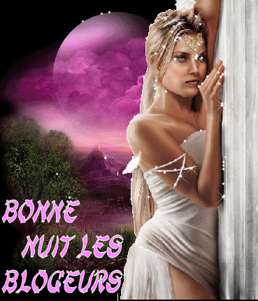 belle femme;ns souhaite BONNE NUIT sous fond de coucher de soleil jaune rose;brille!!mil feux!!