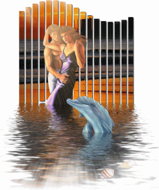 Beau couple s'aime,dans la quiétude du soir,eau ce dauphin,sous couleurs Flash!ps mal!