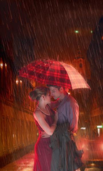 Bonjour tout le monde, je vs envoie ctte image de tendresse et d'amour avc ce couple , par temps de pluie, s'aimant  et voulant s'embrasser ; sensualité désir amour tendresse   Une agr