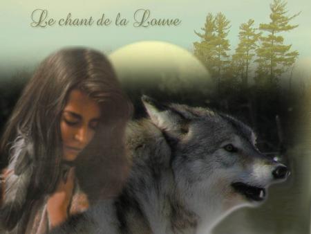 CoucherdeSoleil:femme avec Sa Louve Belle et Son ChantJolieImage!