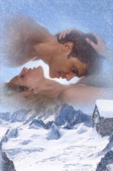 Couple s'aime,ils désirent s'embrasser: sensuel: sur image de montagne enneigées;image très belle,peut inspirer à POESIE ; Chansons. qui amène au rêve à l'évasion ; à l'Amour vers 