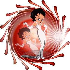 Bulle:ou il y a: Betty Boops en robe de soirée, qui veut Ns plaire!!du charme!!nous attirer!!