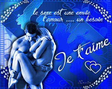 Couple s'aime:attirance affection désirbeau fond bleuJE T'AIME Dec d'Amour