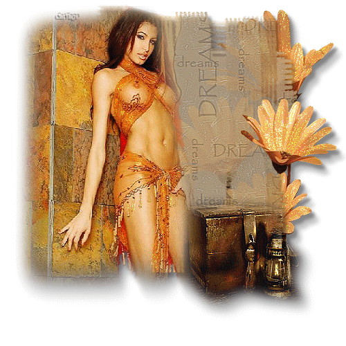 Appuyée sur mur carreaux marron bruns belle femme vêtue léger transparent joli OrangeSensuelle!!