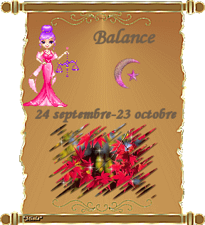 ASTROLOGIE:mon signe la Balance:sur joli parchemin coloré fleuri!
