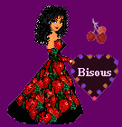 Jolie femme vs envoie BISOUS dns Coeur scintilleFleursAMOUR AMITIE