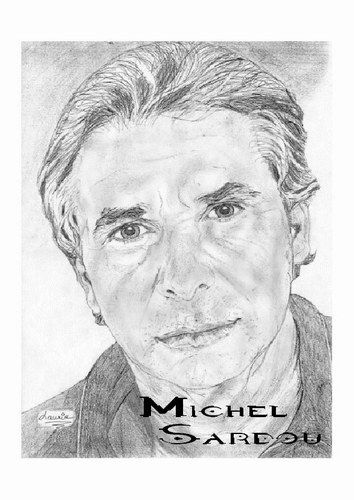 en peinture dessin:michel :michel Sardou: ce qui rend très bien: très jolice croquis