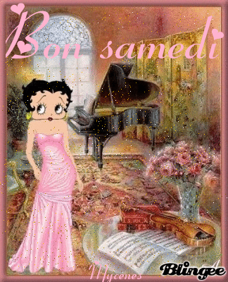 BettyBoops,belle dns sa robe long décoleté ROSE;Romantiq vient Ns Souhait BON SAMEDI!