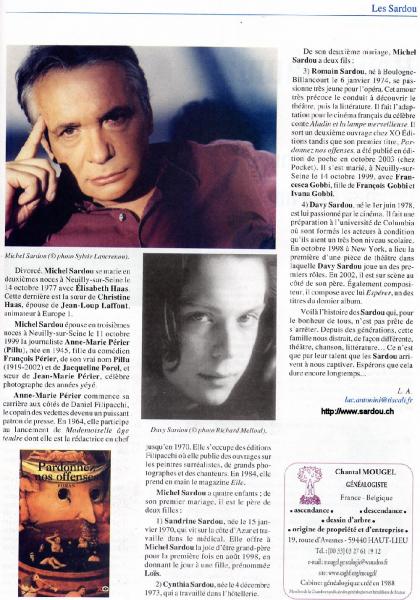 Michel SardouSa généalogie photo de l'un de ses deux filsDavy sardou