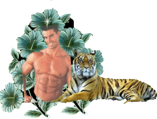 Bien beau cet homme,verdure son tigre qu'il aime,protecteurle tigrehom séduisant gai!!!étoiles!!!