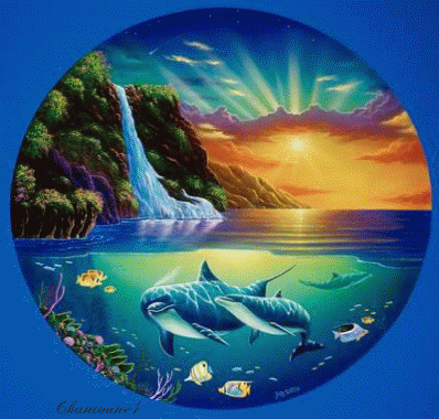 bel image Nature La mer, dauphins, cascade belles couleursGaie  Superbe beauté  naturelle