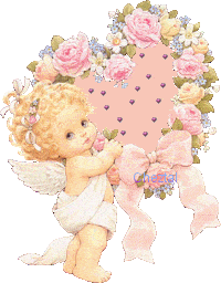 Bel ange enfant fleurs il tient un beau coeur fleuri simple dns son Coeur d'Enfant Beau 