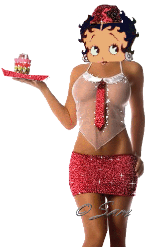 Bien belle BettyBoops,le soir au bar elle sert,habill&eacute;e,brillant rose blanc, et sexy!! elle flashe  n'est ce pas?