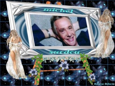 Michel sardou, sourie, charme,  et bien entourée, Joli cadre  