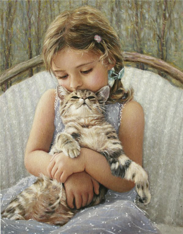 Photo simple belle :une petite fille bien belle,complicit&eacute; aime son petit chat,douceur tendresse,bien install&eacute;s ts les deux� photo gaie et douce  Coeur d'enfant� j'aime aussi beaucoup les ch