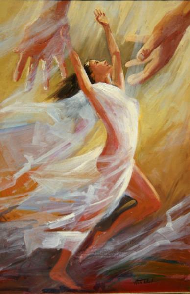 l'on Dirait un Tableau:bell femm &agrave; pein v&ecirc;tue;belle sensuell se fai attraper par 2Mains Protectrices d'Amour;bell couleurs;image de Paix bell &agrave; Regarder d'Amour Tendrsse� DOUCE NUIT  A 