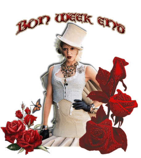 Bonjour ts ttes�je viens vs souhaiter BN DIMANCHE comm cette bell femme mode sensuelle�des roses viennent l'&eacute;gayer �l'Amour �qui vient ns Souhaiter Un Bn Week end�� Bisous marie-andr&eacute;e  A BI