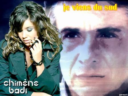 Chim&egrave;ne Badi pensive heureuse de poser avec Photo Michel Sardou/chantent ts deux Bel chanson Je Viens du Sud j'aim beaucou cett chanson�  coucou  &agrave; plus � marie-andr&eacute;e milo amit&eacute;s!!