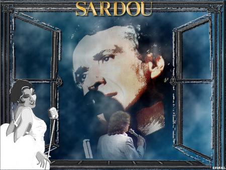 Michel Sardou chante,on le voit sr 2 poses,une bell femme l'accompagne R&eacute;tro;original cett photo et bien bel,tjours aussi beau visage�michel et belle voix!!  AGREABLE SOIREE  DOUCE NUIT   mil ami
