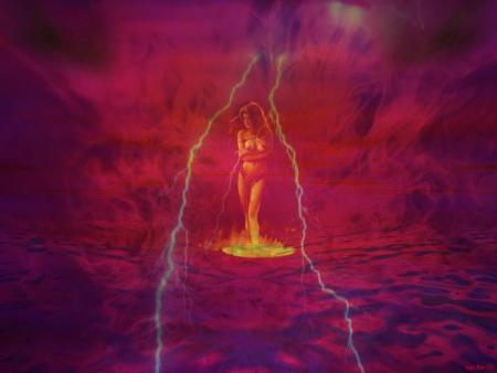 Belle femme,dns son intimit&eacute; naturelle,prend l'air frais eau mer vagues Tonnerre  belles couleurs,peut inspirer &agrave; ps mal d id&eacute;es,j'aim beaucoup ce mauve, Sensualit&eacute; Beaut&eacute;��   bizzous   bonn