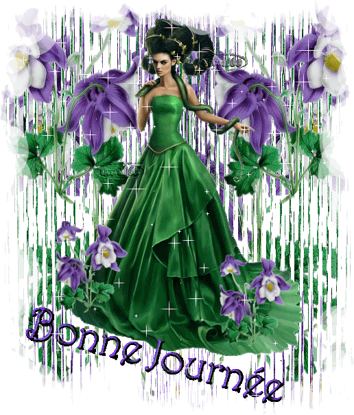 BONNE JOURNEE:comm vs le souhait cett bell jeun femme robe super romantic beau vert &eacute;toiles et fleurie�&ccedil;a remonte le moral,je l'ai un peu en baisse aujourd'hui��fait moi un pti coucou merci 