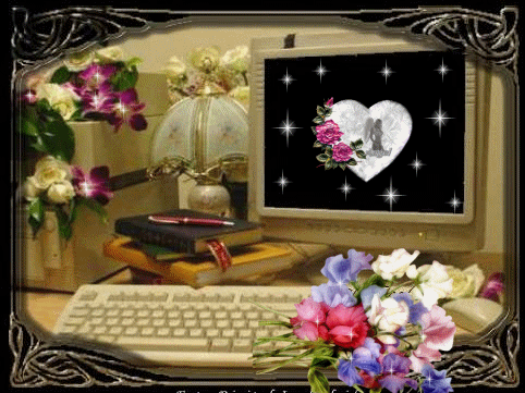 Image romantic modern ordi fleurs lamp fait penser &agrave; amiti&eacute; Amour Tendresse Charme Beaut&eacute;��fleurs coeurs &eacute;toiles;cela apaise joie remont moral,!! je vs invit &agrave; visiter mn blog�� bizous  marie-andr&eacute;e  