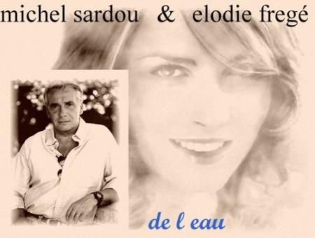 Noir Blan cett photo mais Charme Michel Sardou en Duo avc Elodie Freg&eacute;!De l'eau chantent ils, belle elleest� photo simple mais belle souriante gaie ��complicit&eacute; ts les deux�� BONN FIN D APRE MIDI