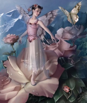 Avant de dormir,doux r&ecirc;ves avc cette image ange f&eacute;e rose paysage neige verdurepapillon�Douceur harmonie Paix dns le coeur l'esprit l'&acirc;me � reposant  et  ressource�BELLE NUIT   REVES DOUX �  