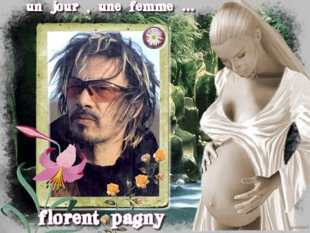 Florent Pagny en photo Cadre lunettes cheveux au vent,fleurs et fond de verdure Une bell femme est l&agrave; admire son ventre:et oui elle atten un b&eacute;b&eacute; l'Amour� un petit &ecirc;tre va na&icirc;tre dns quelq mois p