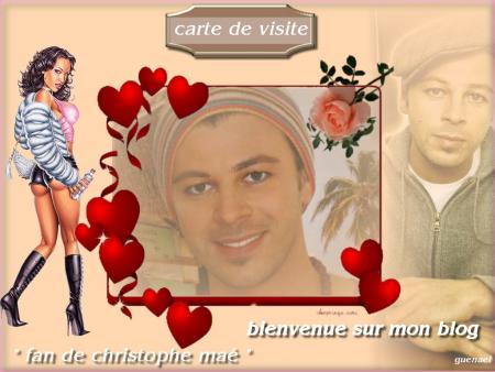 Chanteur Christophe Ma&eacute;,j'aim bien ses chansons,sa voix,belle phto des coeurs bien entour&eacute;e d'une bell nana sensuelle  sexy!!Sa Carte de visite Coeurs Rouge��il est souriant!!  GAIE  BONNE S