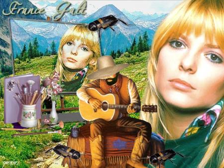 Bell photo sous fond montagne verdure,guitariste joue pr accompagner FRANCE GALL bien belle en r&eacute;el et sr ce tableau,je l'aime bien ET VOUS??  A  BIENTOT  Je vs  bizzz amicalement  un coucou un p
