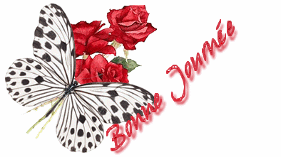 L'ETE Fleurs Beau papillon Belles roses rouges�pr venir Vs souhaiter UNE BONNE JOURNEE ET TTE MN AMITIE  marie-andr&eacute;e  Bisous  je vs adresse  soleil  un peu de chaleur de montpellier � BON ETE