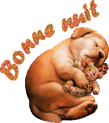 Mimi Ce Chien dort avc son Nounours � cela r&eacute;veille ntre coeur d'enfant en nous  Douceur complicit&eacute;  Et ns souhaitent une BONNE NUIT � c'est tout simple et beau et mignon!! ts les deux ��  M