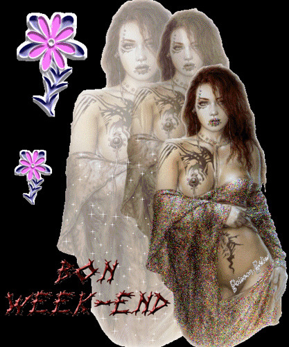 Pr vs souhaiter Bonweekend , certes fin dimanche, mais la pens&eacute;e le coeur y est quand je vs offre cett image, avec ces jeunes bell femme, sensuelles, dans leurs robes transparent brillantes, Intimit&eacute; 