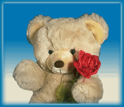 Mimi Adorable ce Nounours Blanc  tient une Rose  brilllante�  tout doux, &ccedil;a r&eacute;veille notre Coeur d'Enfant ��  et amusante aussi ��  NOUNOURS LES PETITS  &ccedil;a doit rapeller SOUVENIRS  A plus d'