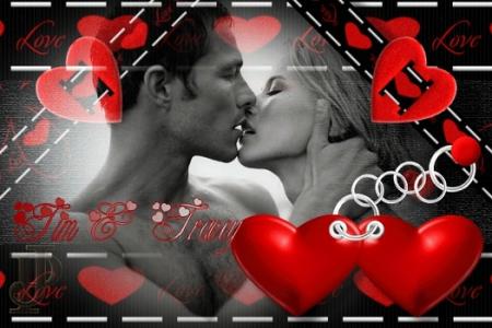 Couple dns un trianglepointill&eacute; CoeurRouges fleurs LOVE Ils s'embrass s'aiment,Joli photo d Amour Tendresse� Original et Tendre �� Beaut&eacute; du couple Beaut&eacute; de l'image�� ABIENTOT  SOIREE 